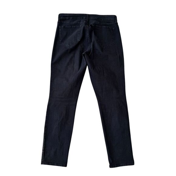 NYDJ high rise embellished side stripe jeans size 14 dark navy - Picture 2 of 9